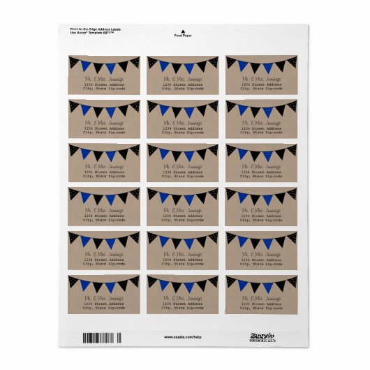 Het moderne Collectie van het Blauwe Bunting Weddi Etiket (Full Sheet)