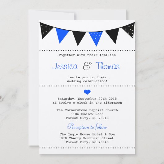 Het moderne Collectie van het Blauwe Bunting Weddi Kaart (Voorkant)