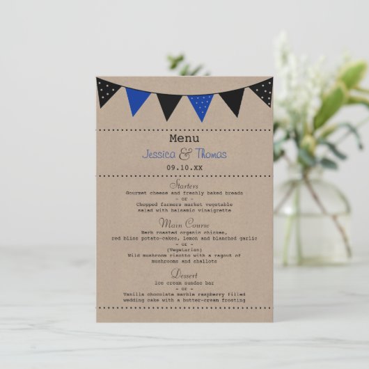 Het moderne Collectie van het Blauwe Bunting Weddi Menu (Staand voorkant)