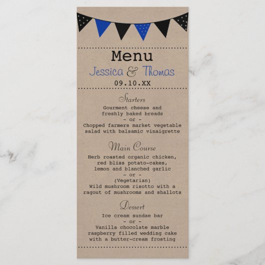 Het moderne Collectie van het Blauwe Bunting Weddi Menu (Voorkant)