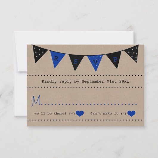 Het moderne Collectie van het Blauwe Bunting Weddi RSVP Kaartje (Voorkant)