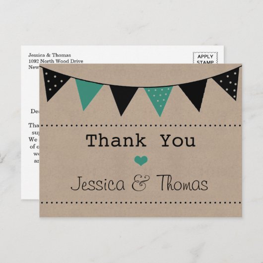 Het moderne Collectie van het Bunting Wedding van  Briefkaart (Voorkant / Achterkant)