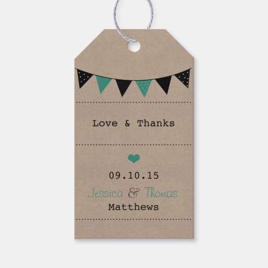 Het moderne Collectie van het Bunting Wedding van  Cadeaulabel (Voorkant)