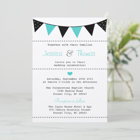 Het moderne Collectie van het Bunting Wedding van  Kaart (Staand voorkant)