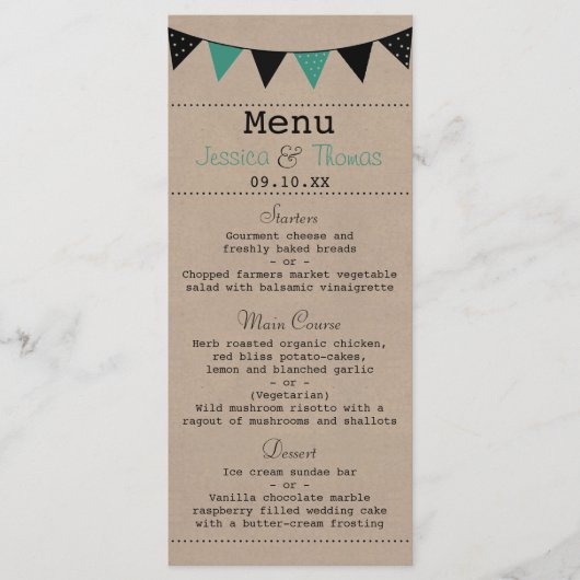 Het moderne Collectie van het Bunting Wedding van  Menu (Voorkant)