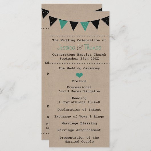 Het moderne Collectie van het Bunting Wedding van Programmakaart (Voorkant / Achterkant)