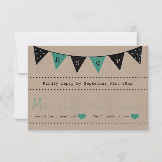Het moderne Collectie van het Bunting Wedding van  RSVP Kaartje (Voorkant)