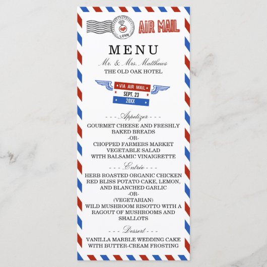 Het moderne Collectie van het luchtposthuwelijk Menu (Voorkant)