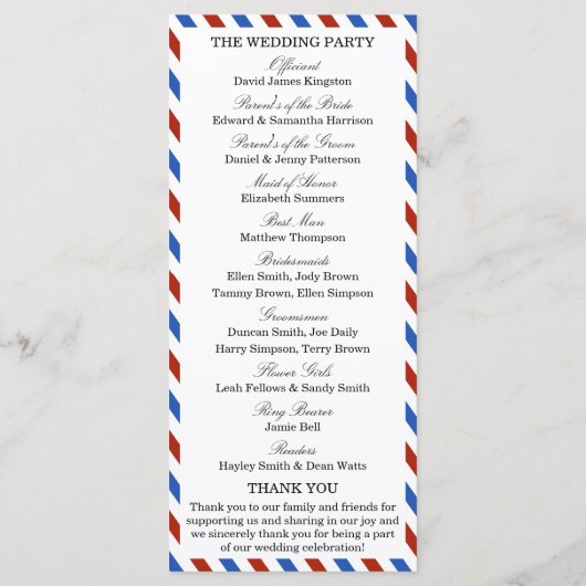 Het moderne Collectie van het luchtposthuwelijk Programmakaart (Achterkant)