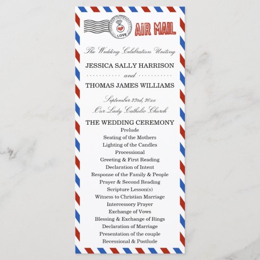 Het moderne Collectie van het luchtposthuwelijk Programmakaart (Voorkant)