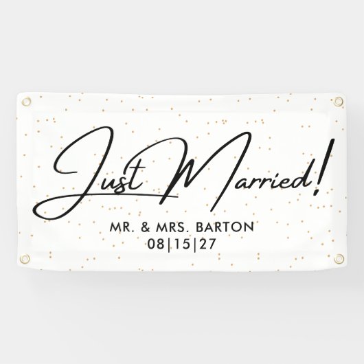 Het moderne Confetti is net getrouwd met een autos Spandoek (Horizontaal)