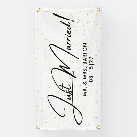 Het moderne Confetti is net getrouwd met een autos Spandoek (Verticaal)