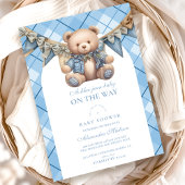 Het moderne Denim Teddy Bear Baby shower Kaart