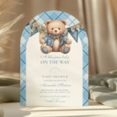 Het moderne Denim Teddy Bear Baby shower Kaart