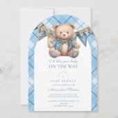 Het moderne Denim Teddy Bear Baby shower Kaart (Voorkant)