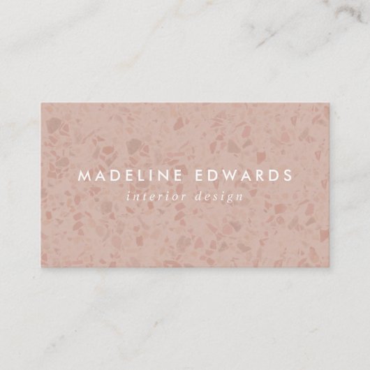 Het moderne Desert Blush Terrazzo Visitekaartje (Voorkant)