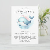 Het moderne Digital Whale Baby shower Kaart (Staand voorkant)