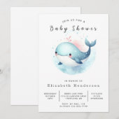 Het moderne Digital Whale Baby shower Kaart (Voorkant / Achterkant)