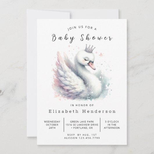 Het moderne digitale zwaan Baby shower Kaart (Voorkant)