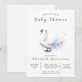 Het moderne digitale zwaan Baby shower Kaart (Voorkant / Achterkant)