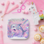 Het moderne dolfijn Baby shower Papieren Bordje (Feest)