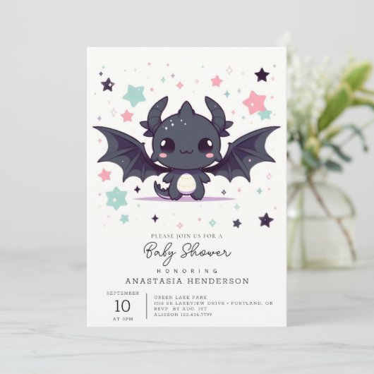 Het moderne Dragon Baby shower Kaart (Staand voorkant)