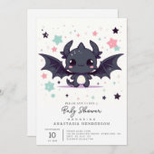 Het moderne Dragon Baby shower Kaart (Voorkant / Achterkant)