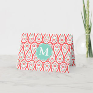 Het moderne Elegante Koraal Gepersonaliseerd Notitiekaartje