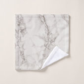 Het Moderne Elegante Witte & Bruine Marmer Faux Bad Handdoek (Wasdoekje)