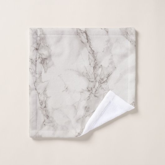 Het Moderne Elegante Witte & Bruine Marmer Faux Bad Handdoek (Wasdoekje)
