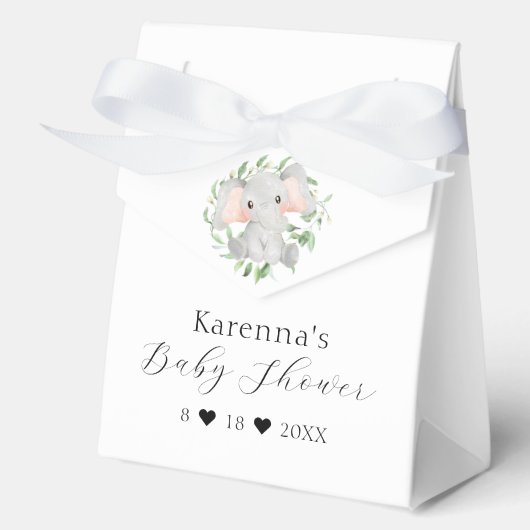 Het moderne Elephant Greenery Baby shower Bedankdoosjes (Voorkant)