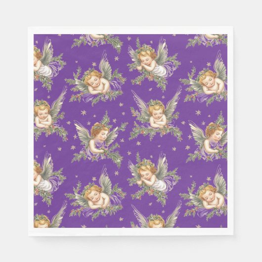 Het moderne engelenpatroon is paars servet (Voorkant)