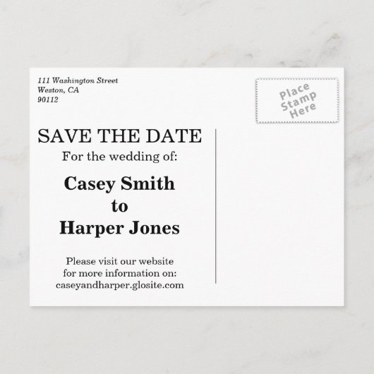 Het moderne feest Save the Date Briefkaart (Achterkant)