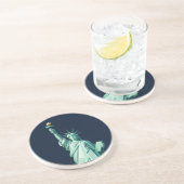 Het moderne geometrische Vrijheidsbeeld Onderzette Zandsteen Onderzetter (Zijkant)