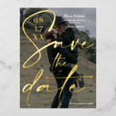 Het moderne gewaagde witte zwarte manuscript spare folie uitnodiging briefkaart (Voorkant)