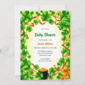 Het moderne Gold & Lucky Shamrock Baby shower Kaart (Voorkant)