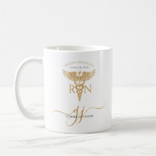 Het moderne Gold RN Nurse Afstuderen Keepsake Koffiemok