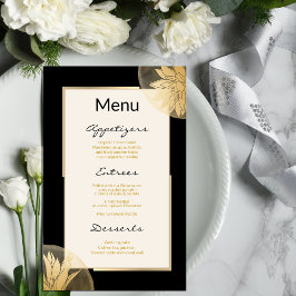 Het moderne Gold Succulents Wedding Menu op Black