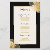 Het moderne Gold Succulents Wedding Menu op Black (Voorkant)