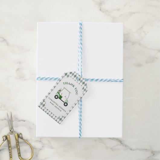 Het moderne golf Baby shower Cadeaulabel (Met Touw)