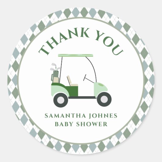 Het moderne golf Baby shower Ronde Sticker (Voorkant)