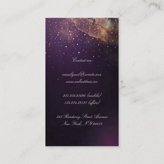Het Moderne Goud en de Pruim van de Sterrennacht Visitekaartje (Achterkant)