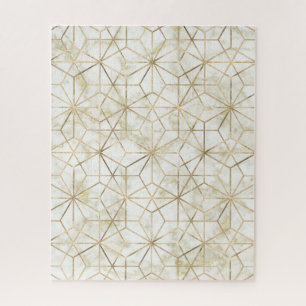 Het moderne gouden en marmeren geometrische legpuzzel