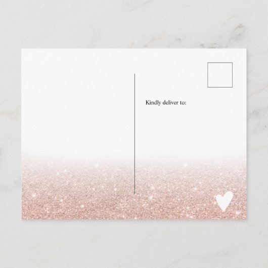 Het moderne gouden glittermanuscript van het roos  briefkaart (Achterkant)