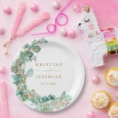 Het moderne gouden script Eucalyptus Waterverf bru Papieren Bordje (Feest)