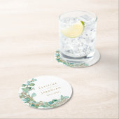 Het moderne gouden script Eucalyptus Waterverf bru Ronde Kartonnen Onderzetter (Insitu)