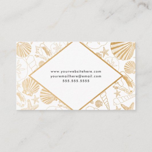 Het moderne Gouden strand van Shell themed Visitekaartje (Achterkant)
