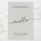 Het moderne grijze etiket van de manuscriptkaars (Enkel label)