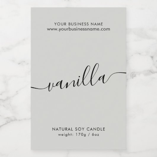 Het moderne grijze etiket van de manuscriptkaars (Enkel label)