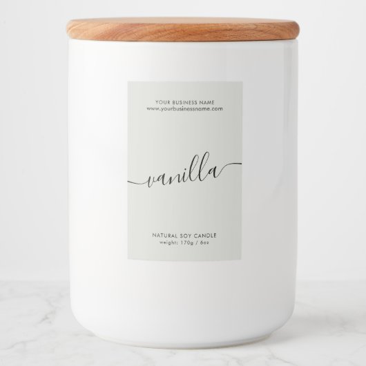 Het moderne grijze etiket van de manuscriptkaars (Voorkant)